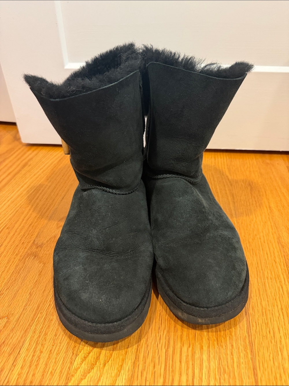 UGG Black Suede Shearling Short Boots - Women